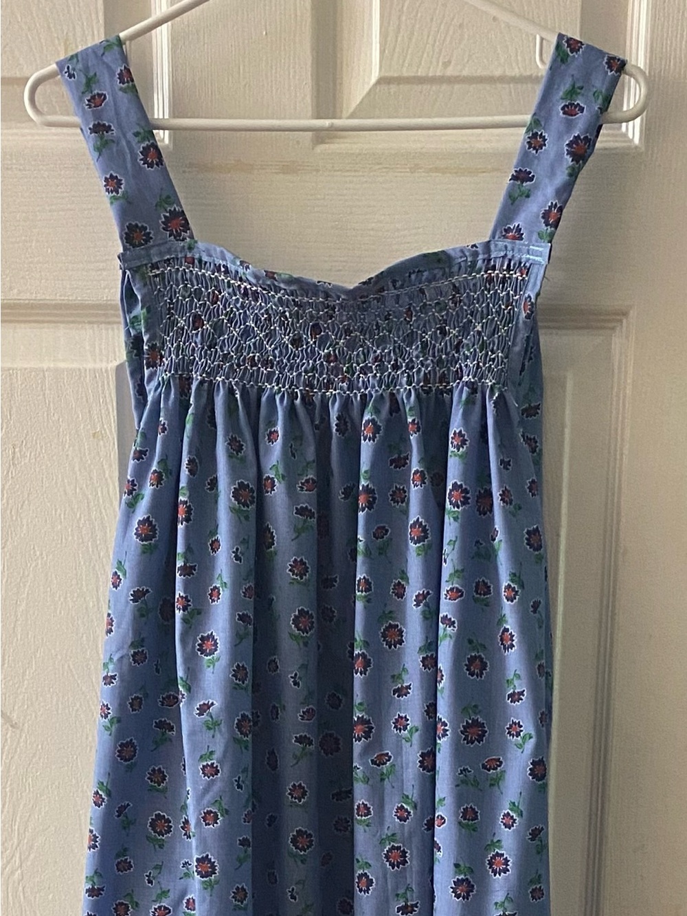 Blue Floral Smocked Gown M- L
